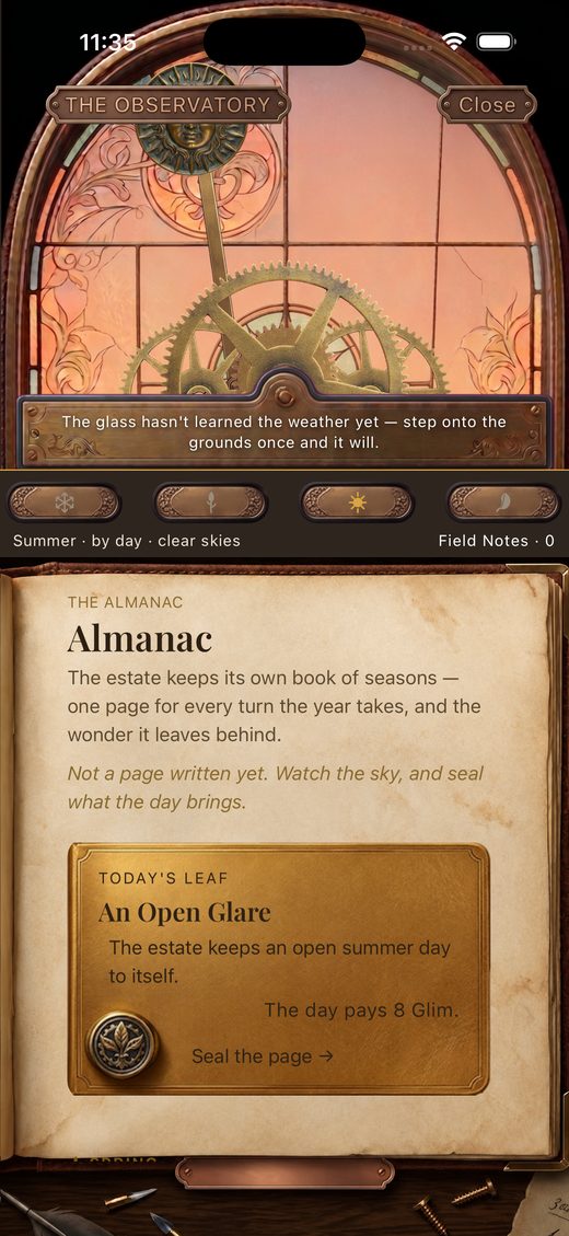 The Almanac observatory window